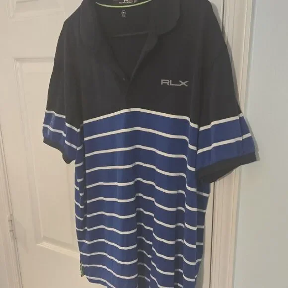RLX Ralph Lauren Navy and White Striped Polo Shirt - Picture 7 of 8